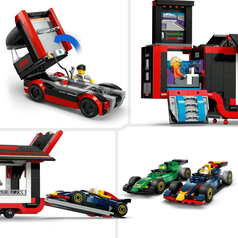 Load image into Gallery viewer, Lego city 60445 f1 truck met rb20 en amr24 f1 auto's
