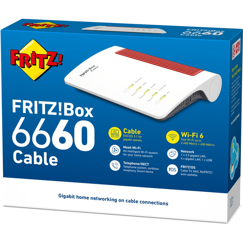 Load image into Gallery viewer, Fritz! box 6660 cable international router (wit rood, mesh wi-fi)
