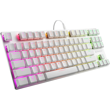 Sharkoon purewriter tkl rgb mechanisch gaming toetsenbord (wit, us lay-out (qwerty), kailh blue, 80% (tkl), rgb leds)