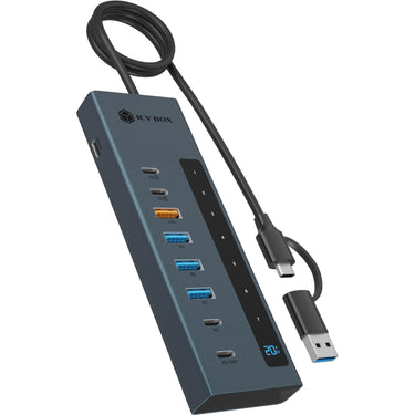 Icy box ib-hub1743-cpd 9-in-1 hub dockingstation (blauw)