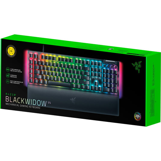 Razer blackwidow v4, gaming toetsenbord (zwart, us lay-out, yellow, rgb leds, doubleshot abs)