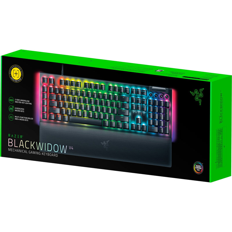 Load image into Gallery viewer, Razer blackwidow v4, gaming toetsenbord (zwart, us lay-out, yellow, rgb leds, doubleshot abs)
