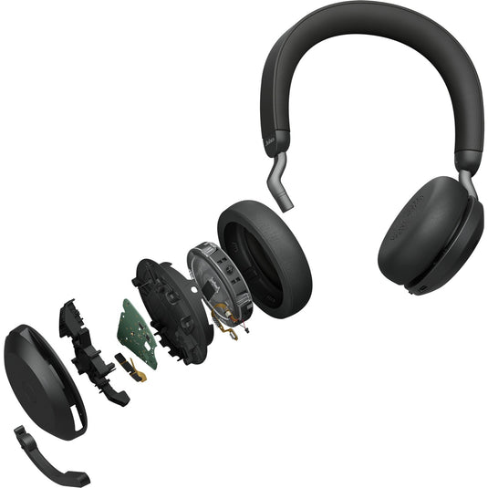 Jabra evolve2 75 on-ear headset (zwart, link380c, microsoft teams)