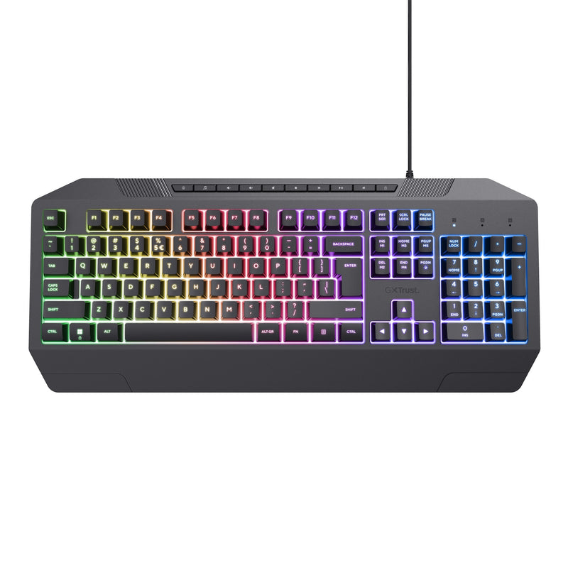 Load image into Gallery viewer, Trust gxt 836 evocx rgb gaming toetsenbord (zwart, us lay-out (qwerty), membraan, 100%, rgb)
