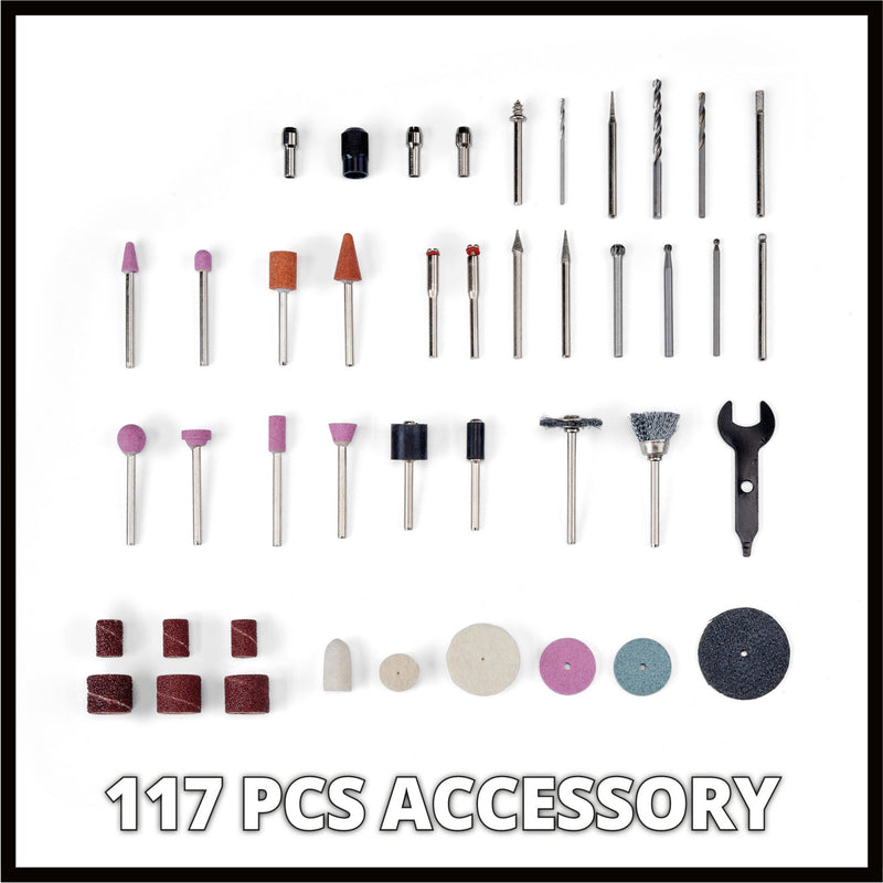 Load image into Gallery viewer, Einhell tc-mt 150 e slijp- graveermachine graveermachines (rood zwart, incl. 117-delige accessoireset in praktische opbergdoos)
