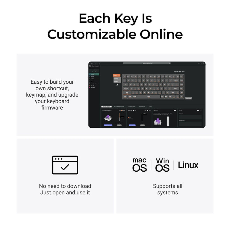 ギャラリービューアに画像をロードする, Keychron k2 he-f1c concrete edition rgb mechanisch toetsenbord (zwart, us lay-out (qwerty), gateron double-rail magnetic nebula, 75%, rgb leds, osa double-shot pbt, hot swap, 2.4ghz | bluetooth 5.2 | usb-c)
