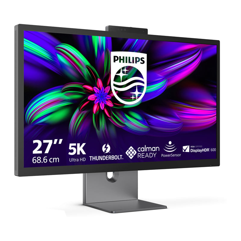ギャラリービューアに画像をロードする, Philips brilliance 27e3u7903 27 5k uhd monitor (grijs, hdmi, 2x usb-a, usb-c, thunderbolt 4, rj-45, webcam)
