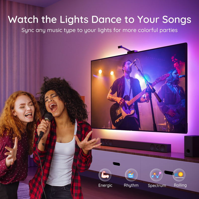Laden Sie das Bild in Galerie -Viewer, Govee h6199 dreamview t1 tv achtergrondverlichting sfeerverlichting (5 meter, rgbic, wifi, bluetooth, voor 75 - 85 inch tv's)
