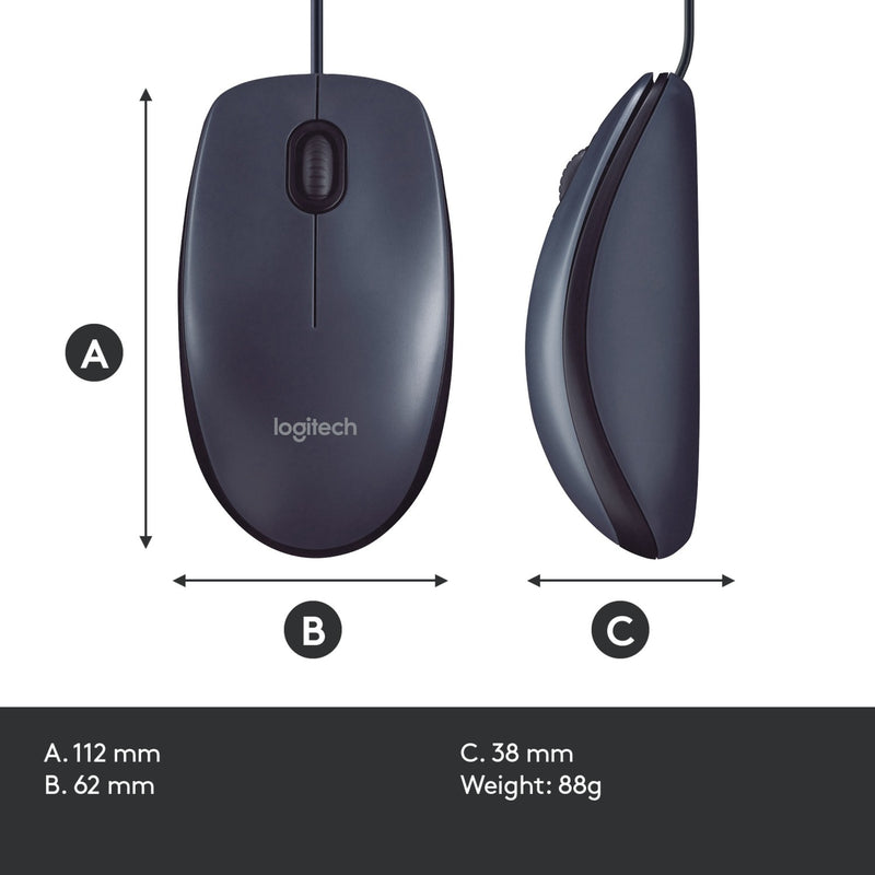 Afbeelding laden in galerijviewer, Logitech b100 optical usb mouse for business (zwart, 800 dpi)
