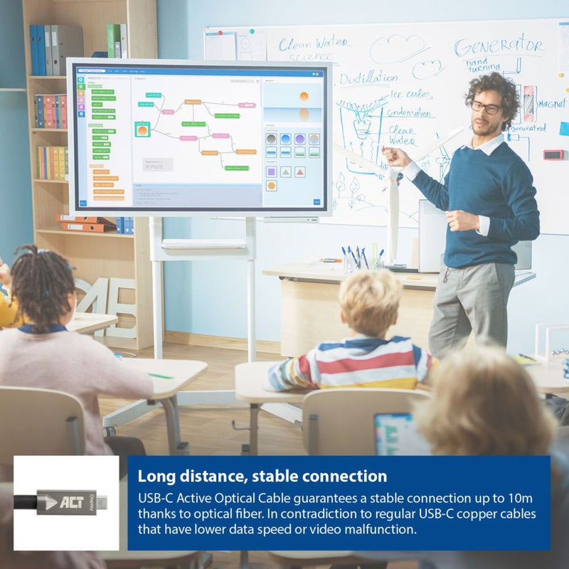 Afbeelding laden in galerijviewer, Act connectivity usb-c 3.2 gen2 active optical cable (aoc) aansluitkabel (grijs zwart, 5 meter)
