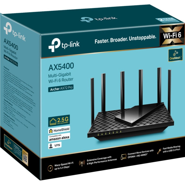 Load image into Gallery viewer, Tp-link archer ax72 pro mesh router (zwart, usb 3.0)
