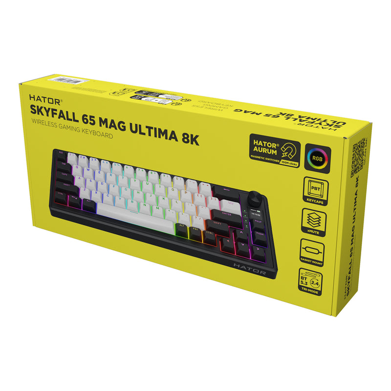 ギャラリービューアに画像をロードする, Hator skyfall mag ultima 8k wireless rgb mechanisch gaming toetsenbord (zwart, us lay-out (qwerty), hator aurum ice, 65%, rgb, double-shot pbt, hot-swap, 2.4ghz | bluetooth | usb-c)
