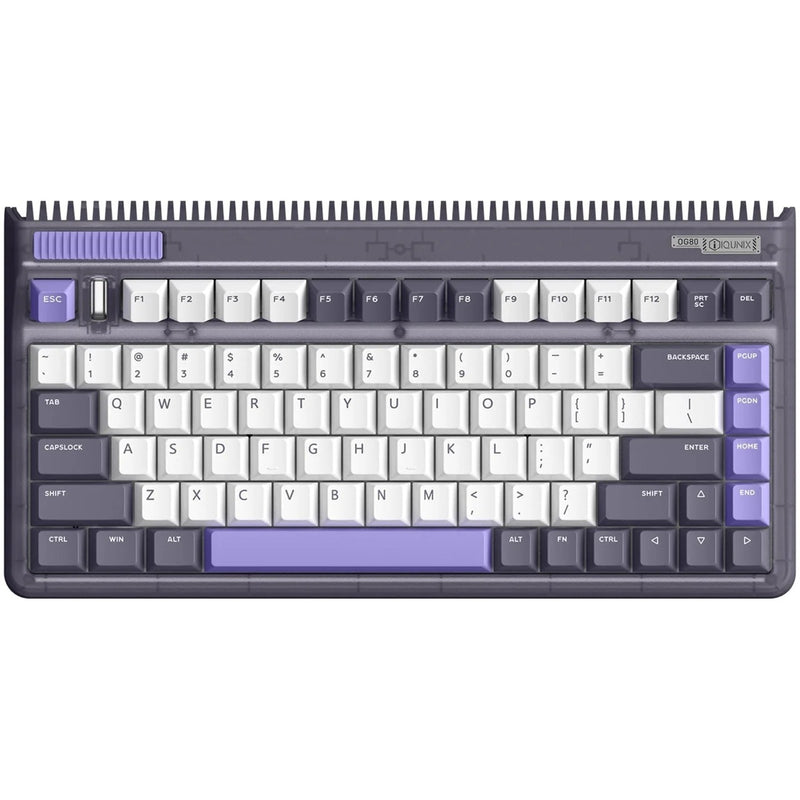 Load image into Gallery viewer, Iqunix og80 lavandin wireless mechanical keyboard (lavendel, us lay-out (qwerty), cherry mx brown, 80% (tkl), hot-swappable, pbt, 2.4ghz | bluetooth 5.1 | usb-c)
