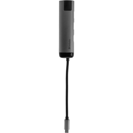 Verbatim usb 3.2 gen 1 multiport hub, usb-c > 2x usb-a + usb-c + hdmi + rj-45 usb-hub (zilver zwart, pd, opladen tot 100 watt)