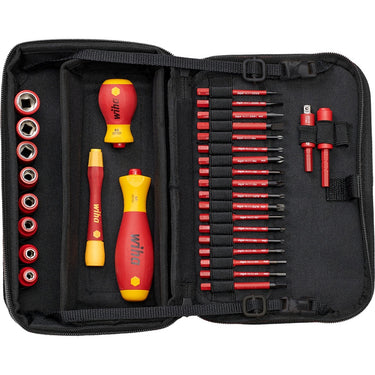 Wiha gereedschapset slimvario electric schroevendraaier (rood geel, 31-delig in functionele tas)