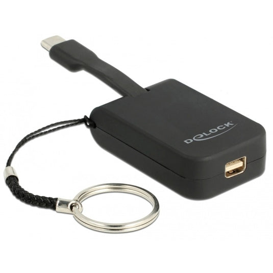 Delock usb-c > mini-displayport adapter sleutelhanger (zwart, 4k 60hz)
