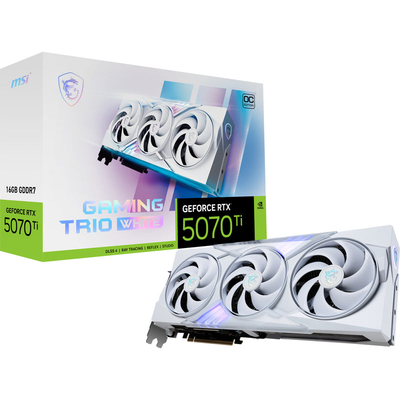Chargez l'image dans la visionneuse de la galerie, Msi geforce rtx 5070 ti gaming trio oc white grafische kaart (wit, 3x displayport, 1x hdmi 2.1, dlss 4)
