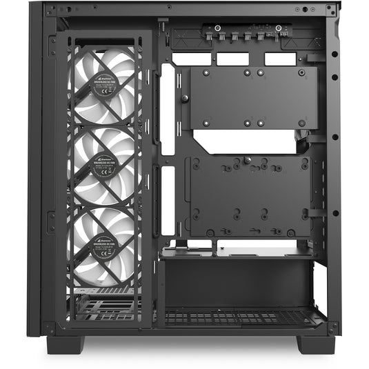 Sharkoon elite shark ca500 midi tower behuizing (zwart | 2x usb-a | 1x usb-c | rgb | tempered glass)