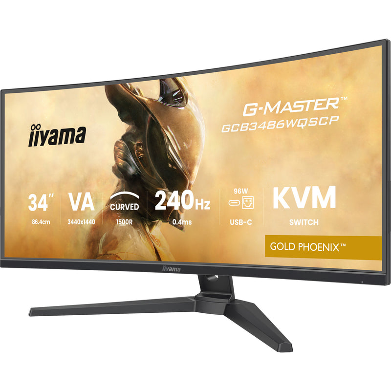 Load image into Gallery viewer, Iiyama g-master gold phoenix gcb3486wqscp-b1 34 curved ultrawide gaming monitor (zwart, 2x hdmi, displayport, 2x usb-a, 2x usb-c, rj-45, 240 hz)
