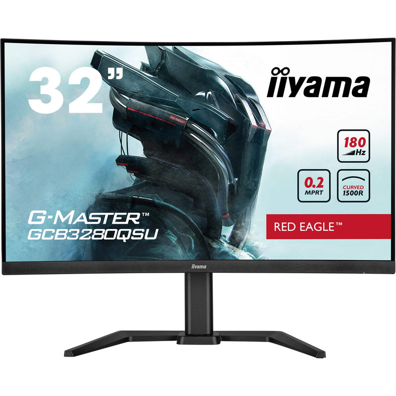 Load image into Gallery viewer, Iiyama g-master red eagle gcb3280qsu-b2 31.5 curved gaming monitor (zwart, 2x hdmi, displayport, 2x usb-a, usb-b, 180 hz)
