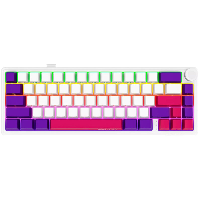 Load image into Gallery viewer, Lorgar kbp70mw rgb mechanisch gaming toetsenbord (wit, us lay-out (qwerty), logar toxic purple, 65%, rgb, hot-swappable, pbt double-shot, bluetooth | 2.4ghz | usb)
