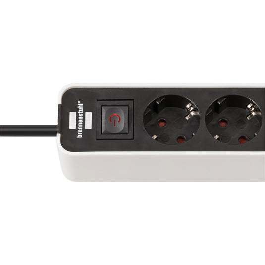 Brennenstuhl ecolor 4-voudige stekkerdoos met 2 usb-laadaansluitingen stekkerdoos (wit zwart, 2x usb-c)