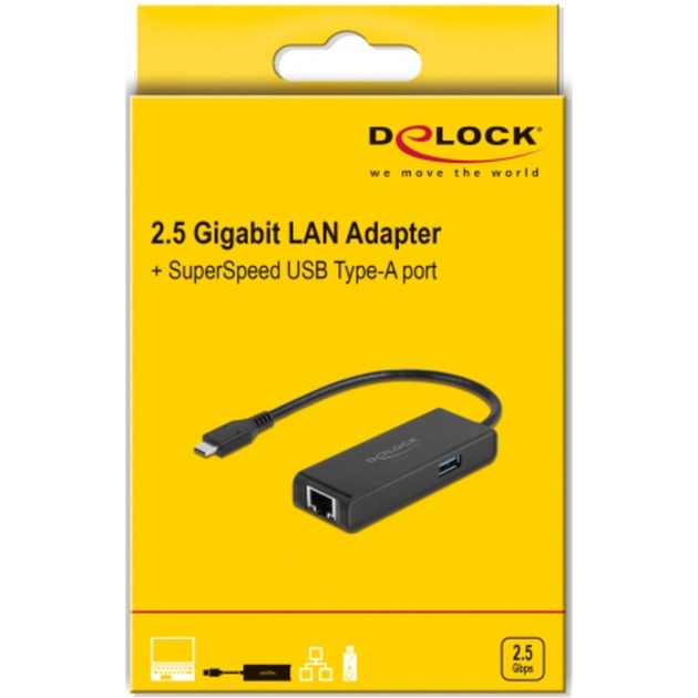 Load image into Gallery viewer, Delock usb-c adapter naar 2,5 gigabit lan met usb-a female (zwart)
