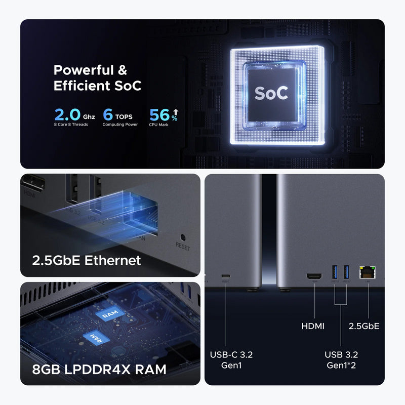 Afbeelding laden in galerijviewer, Ugreen nasync dh4300 plus (grijs, 1x 2,5gbe, hdmi, usb-c)
