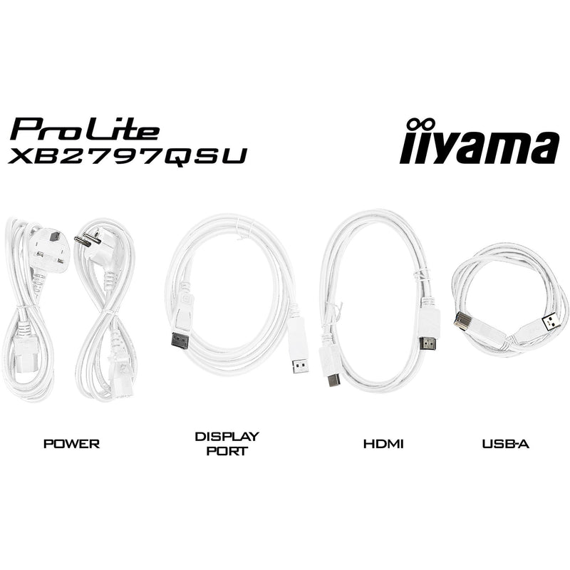 Afbeelding laden in galerijviewer, Iiyama prolite xb2797qsu-w1 27 monitor (wit (mat), hdmi, displayport, usb, audio)
