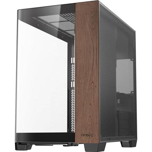 Antec c8 curve wood midi tower behuizing (zwart houtkleur | 2x usb-a | 1x usb-c | tempered glass)