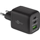 Goobay usb-c snellader nano (65 w) en usb-c textielkabel (zwart, 2x usb-c, 1x usb-a, 1 meter)