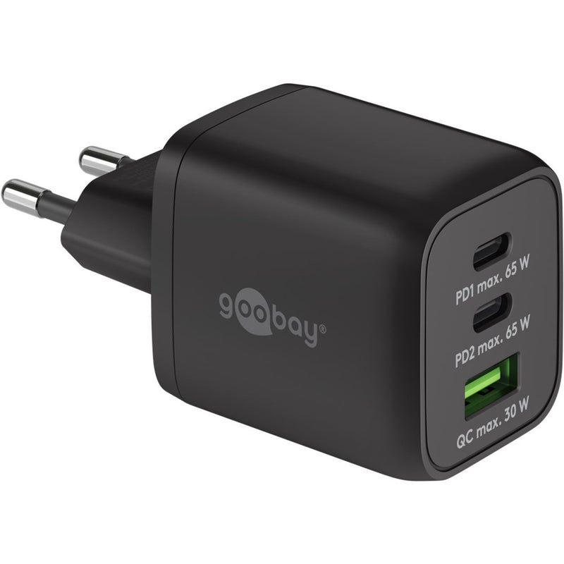 Load image into Gallery viewer, Goobay usb-c snellader nano (65 w) en usb-c textielkabel (zwart, 1 meter)
