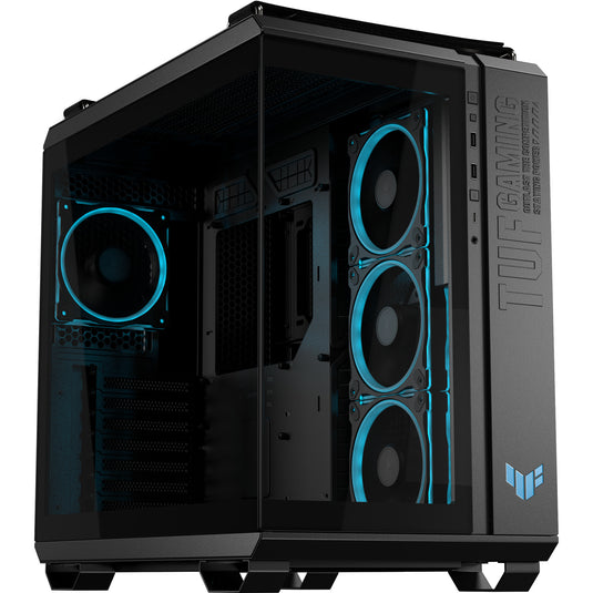 Asus tuf gaming gt502 horizon argb midi tower behuizing (zwart | 3x usb-a | 1x usb-c | tempered glass)