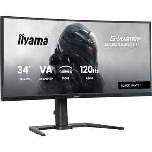 Iiyama g-master black hawk gcb3482wqsu-b1 34 curved ultrawide gaming monitor (zwart, 2x hdmi, displayport, 2x usb-a, usb-b, 2x usb-c, 120 hz)
