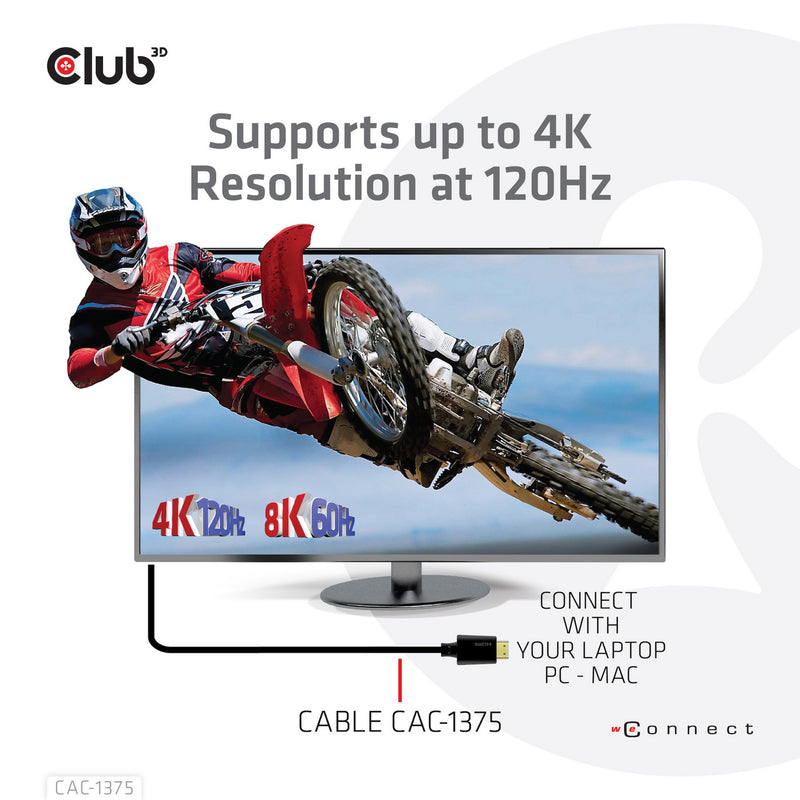 ギャラリービューアに画像をロードする, Club 3d gecertificeerde ultra high speed hdmi 2.1 kabel (zwart, 5 meter, 8k)
