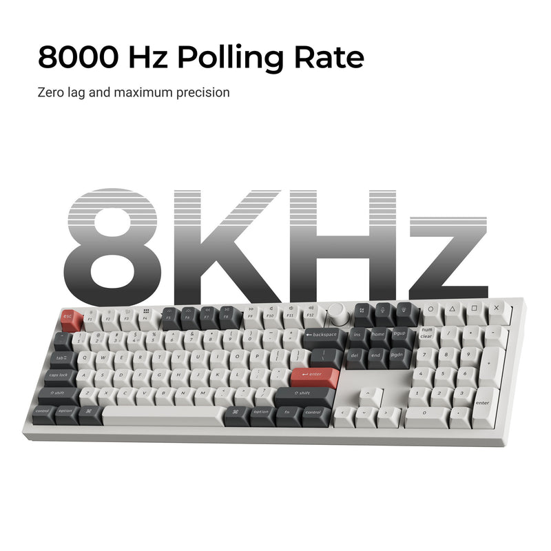 Load image into Gallery viewer, Keychron q6 ultra-m3 8k wireless custom mechanical keyboard (zwart, us lay-out (qwerty), silk pom brown, 100%, rgb, hot swap, 8k, 2.4 ghz bluetooth 5.2 usb-c)
