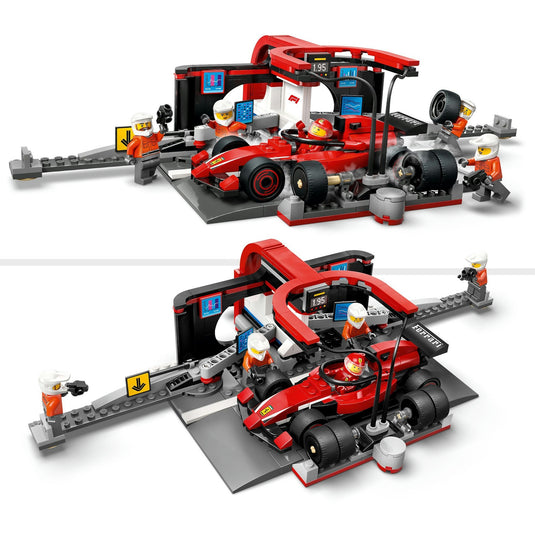 Lego city f1 pitstop en pitcrew met ferrari auto - 60443