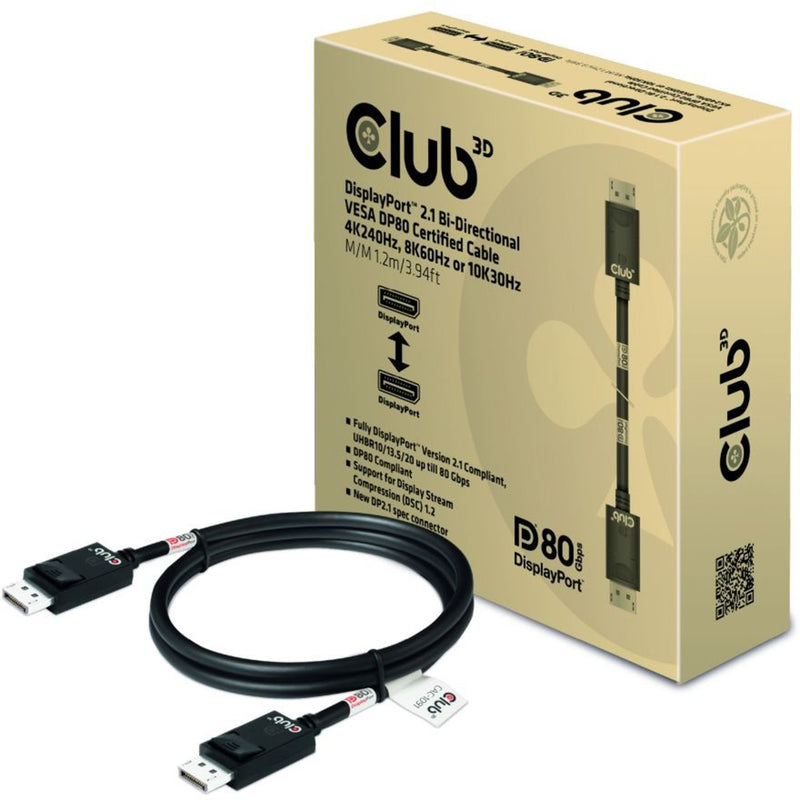 Chargez l'image dans la visionneuse de la galerie, Club 3d gecertificeerde displayport 2.1 kabel (zwart, 1,2 meter, 8k)
