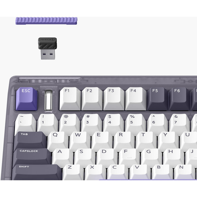Load image into Gallery viewer, Iqunix og80 lavandin wireless mechanical keyboard, gaming toetsenbord (lavendel, us lay-out, cherry mx red, 80% (tkl), hot-swappable, pbt, 2.4ghz | bluetooth 5.1 | usb-c)
