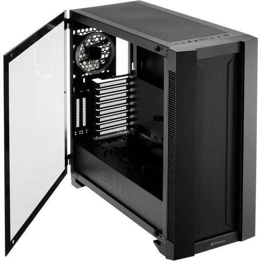 Sharkoon elite shark ca200m big tower behuizing (zwart | 4x usb-a | window)
