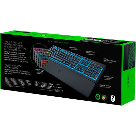 Razer ornata v3 x low profile rgb gaming toetsenbord (zwart, us lay-out (qwerty), membraan, 100%)
