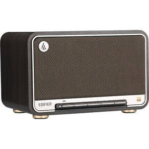 Edifier d32 draadloze tafelluidspreker (donkerbruin zilver, bluetooth, wi-fi (apple airplay), usb-c, aux)