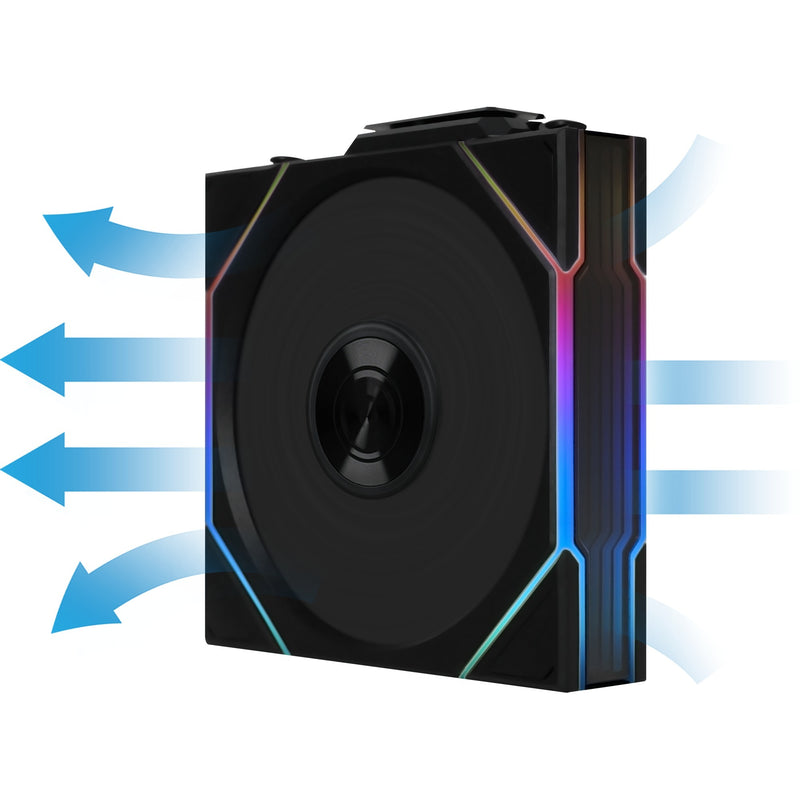 Load image into Gallery viewer, Lian li uni fan tl 120 wireless reverse blade rgb case fans (zwart, 3 stuks, 120 x 124 x 28 mm, pwm, incl. controller)
