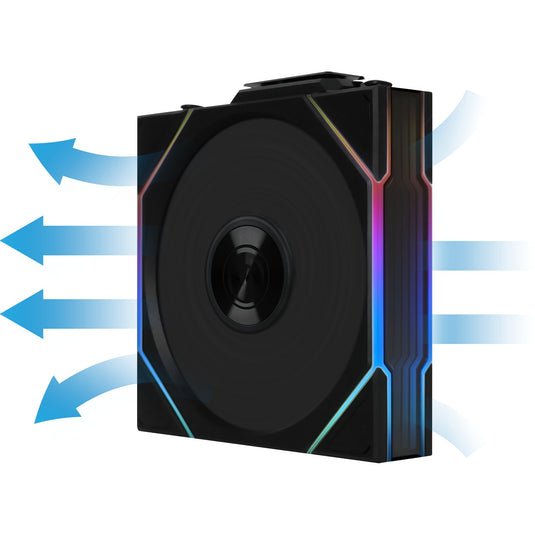 Lian li uni fan tl 120 wireless reverse blade rgb case fans (zwart, 3 stuks, 120 x 124 x 28 mm, pwm, incl. controller)