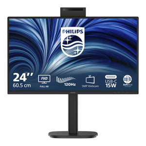 Philips 24b2n3200jh 00 23.8 monitor (zwart, 1x displayport, 1x hdmi, 1x vga, 4x usb-a, 120 hz, webcam)