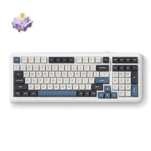 Mchose k99 navy blue hyacinth wireless gasket mount mechanical rgb toetsenbord (wit, us lay-out (qwerty), ktt hyacinth, rgb, hot swap, double-shot pbt, draadloos | bluetooth | usb-c)