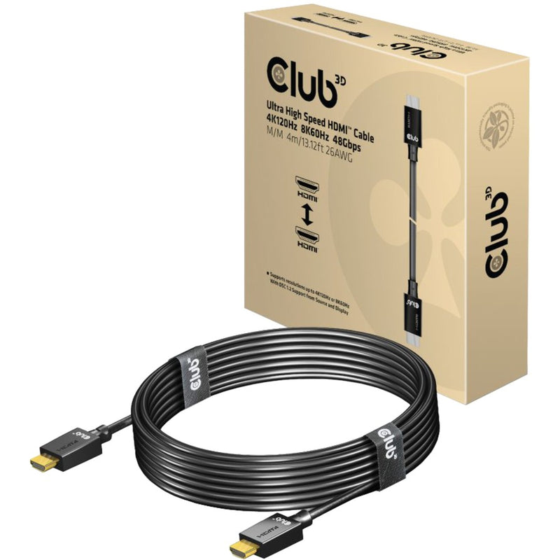 Load image into Gallery viewer, Club 3d ultra high speed hdmi 2.1 male-male kabel (zwart, 4 meter, 4k 120hz, 8k 60hz, 48gbps)
