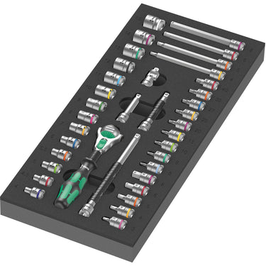 Wera 9720 schuimrubberen inzetstuk met 8000 a zyklop ratel 1 4 set 1, 37-delig - 05150110001