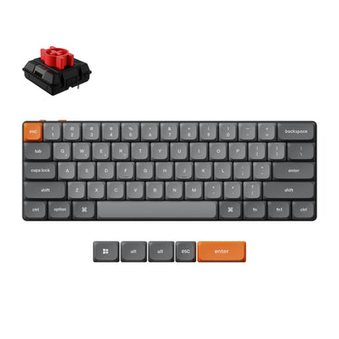 Keychron k9 max-h1 rgb mechanisch toetsenbord (zwart, us lay-out (qwerty), milk pom red, 60%, rgb leds, double-shot pbt, hot swap, usb-c | 2.4 ghz | bluetooth 5.1)