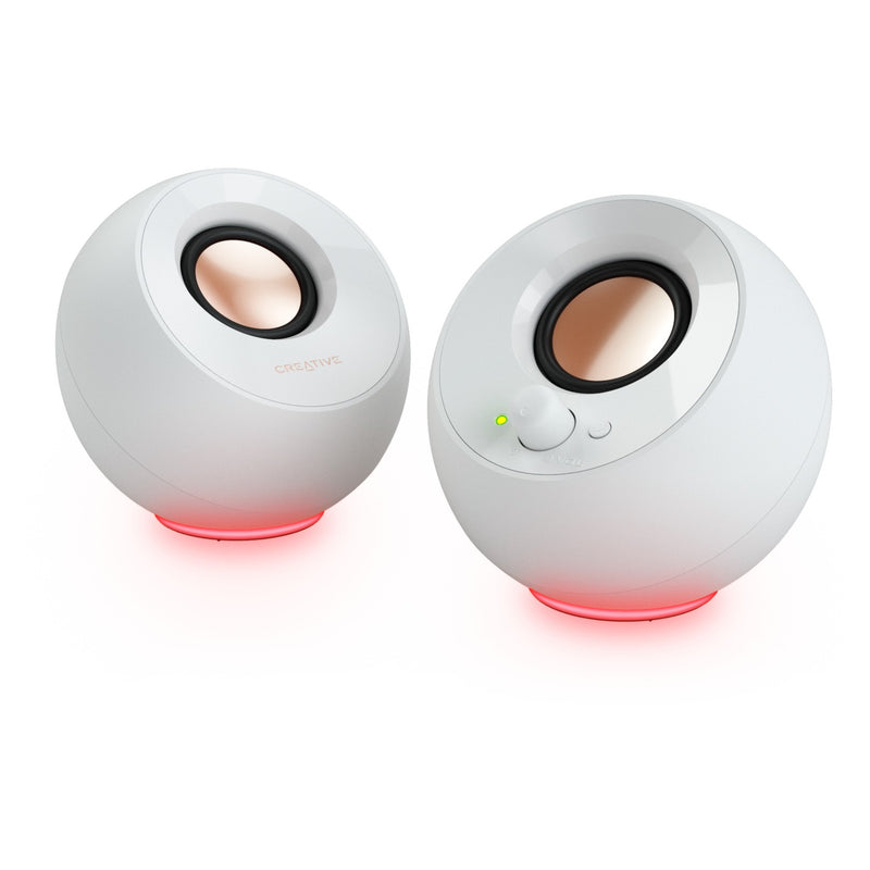 Afbeelding laden in galerijviewer, Creative pebble se pc-luidspreker (wit, bluetooth, usb-c, aux, rgb)
